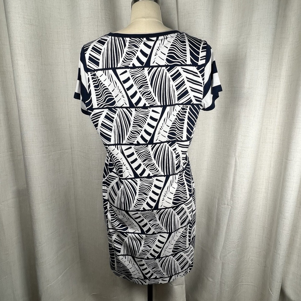 NEW! Tommy Bahama Leaf Line T-Shirt Dress Navy Blue White Size Large Nautical - Picture 5 of 11